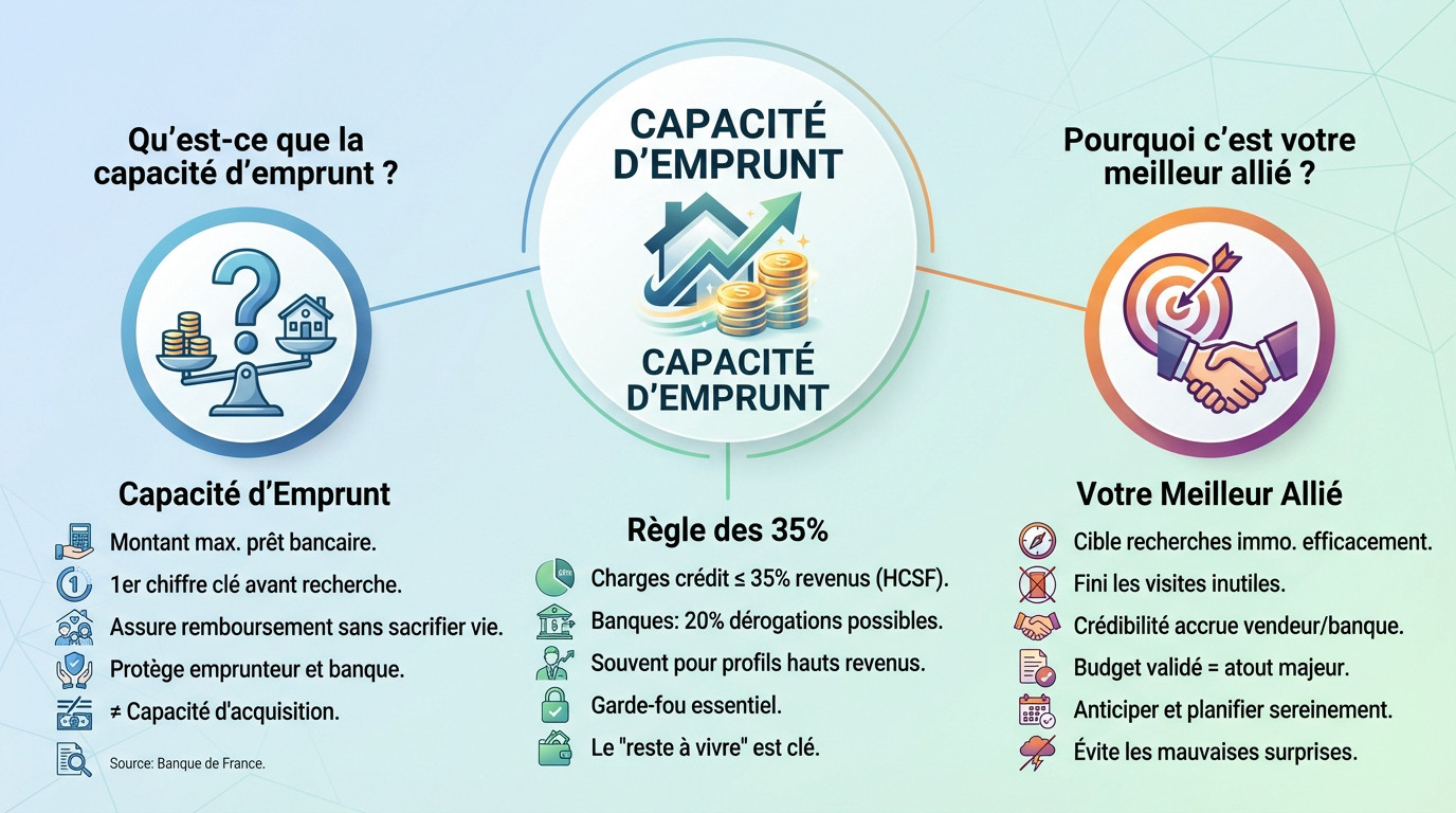 Illustration montrant le calcul de la capacité d'emprunt pour un projet immobilier
